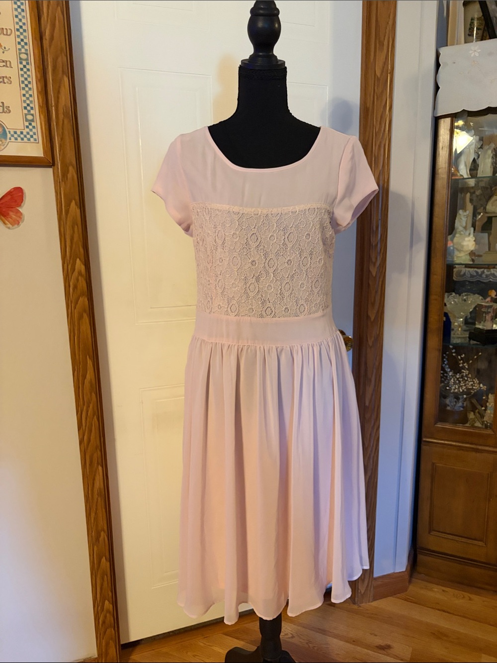 Mikarose Classic Lace Bodice Pink Dress